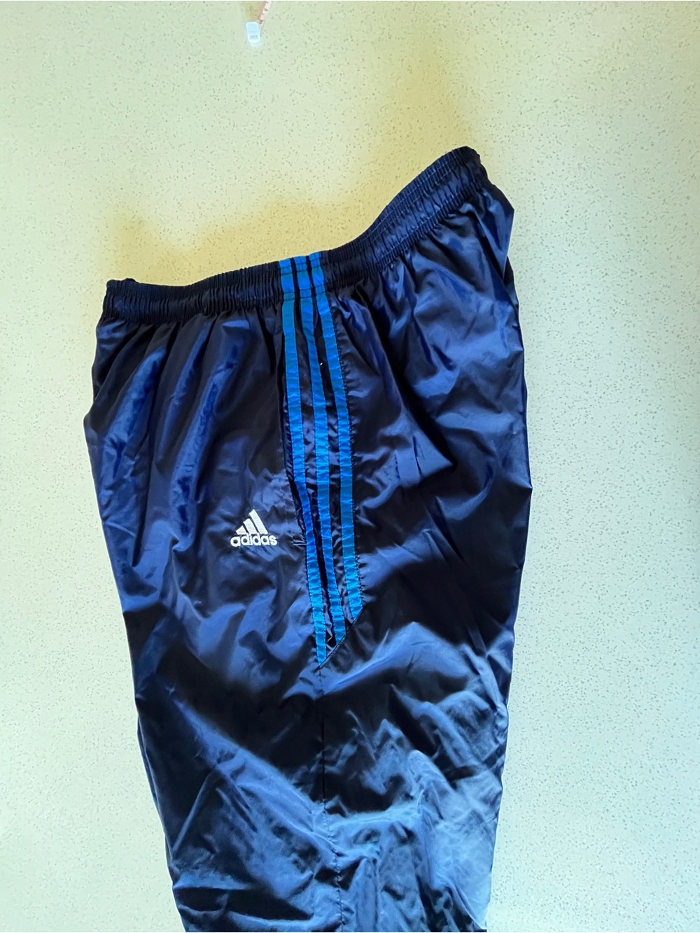 adidas Wide Leg Navy Joggers with Blue Three-Stripes